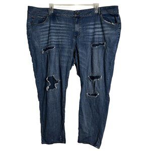 Cato CEst 1946 Women Jeans 22W 52x29 Curvy Blue Denim Distressed "Holes" Stretch